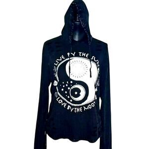 On Fire brand Distressed Celestial Graphic Pullover Hoodie - 1X/L